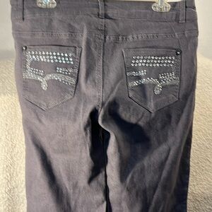 Imperial  Premium Women’s Grey Light weight Rhinestone Embellished Jeans -Pants